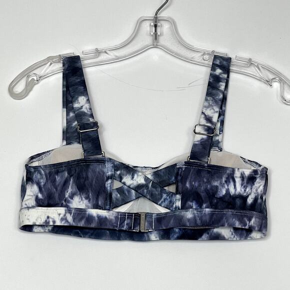 Athleta Tie Dye Bikini Lycra UPF 50+ Adjustable Underwire Blue White 34 B C - Picture 3 of 10